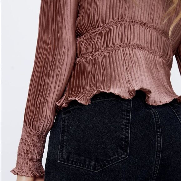 ZARA PLEATED BLOUSE - Picture 5 of 10
